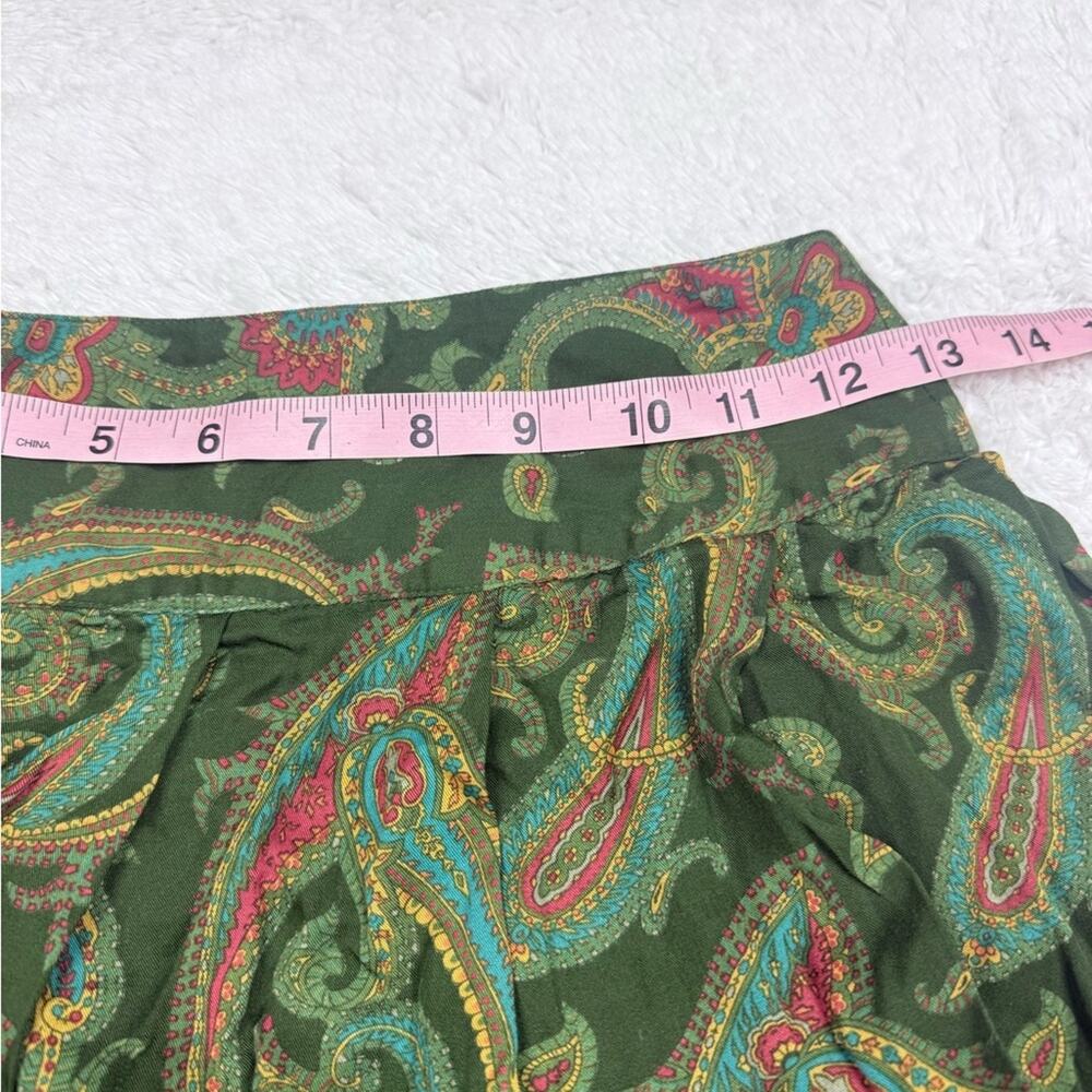 Vintage 1980’s Liz Claiborne Green Paisley A-Line Skirt - Picture 4 of 6